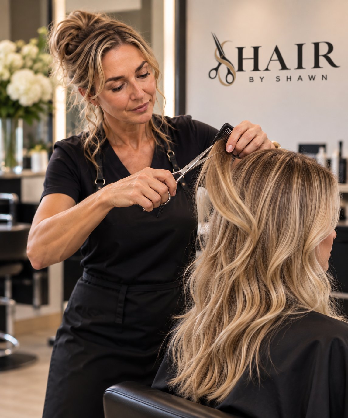 Shawn at work in the salon